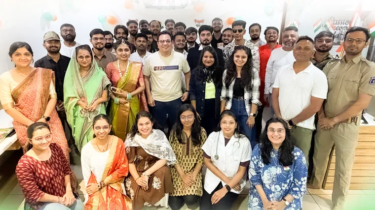 The TechnoBrains team celebrating India’s 80th Independence Day in the office